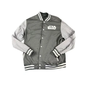 Giacca Uomo Star Wars XL Grigio Varsity Snap Cappotto Manica Lunga Grafico Ottimo - Foto 1 di 10
