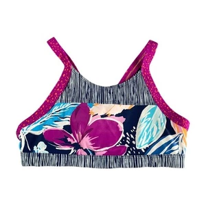 Athleta Girl Paradise Splash Bikini Swim Top XL/14 Pink Floral Sports Unlined - Picture 1 of 5