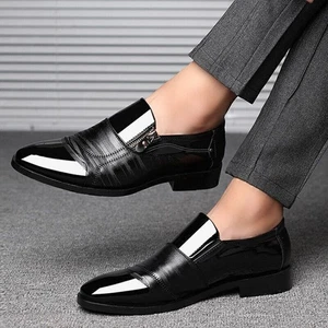 ↑.Mens Leather Pointed Shoes Slip On Italian Smart Formal Wedding Work Shoes UK - Picture 1 of 14
