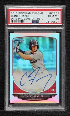 2013 Bowman Draft Chrome Prospect Refractor Clint Frazier PSA 10 GEM MT Auto - Image 1 of 2