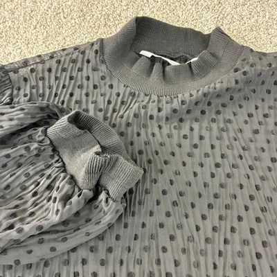 Blusa Zara Lunares Cuello Simulado Top Manga Globo Transparente Negra Talla S Carrera Foto 1 de 4