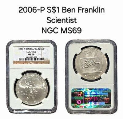 2006-P S$1 Ben Franklin Scientist NGC MS69 - Image 1 of 3