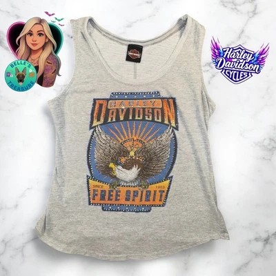 Camiseta regata feminina Harley Davidson XL grátis Spirit Eagle strass Y2K cintilante - Imagem 1 de 4