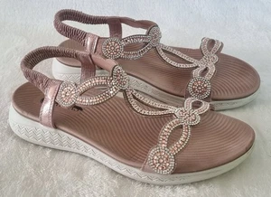 Pavers Women's Pink Blush Embellished Flatform Sandals Size uk 7/40 rrp£34.99 - Picture 1 of 11