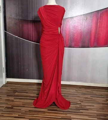 GORGEOUS PHASE EIGHT "DONNA" RED JERSEY LONG EVENING DRESS SIZE 18 PETITE  - Image 1 of 4
