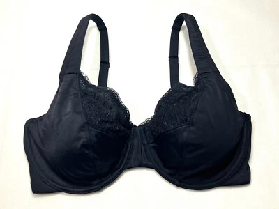 Sujetador minimizador con aros de encaje favorecedor 36D Vanity Fair 76014 negro nuevo sin etiquetas Foto 1 de 4