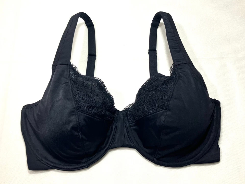 Sujetador minimizador con aros de encaje favorecedor 36D Vanity Fair 76014 negro nuevo sin etiquetas Foto 1 de 4