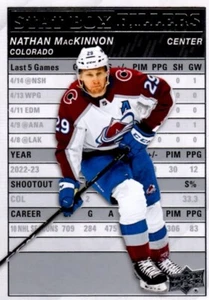 2023-24 UD Series 1 Nathan MacKinnon Stat Box Fillers Card # SB-3 - Picture 1 of 2