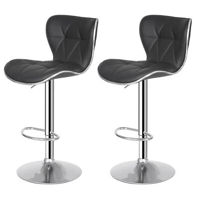 Taburete de bar ajustable de cuero PU con respaldo 2 piezas Foto 1 de 4