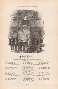 1889 Yale Banner Originalseite College Chor Illustration Mitgliederliste - Bild 1 von 2