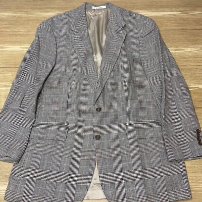 Blazer formal a cuadros Chaps 44T abrigo deportivo de dos botones traje chaqueta seda lino lana Foto 1 de 4