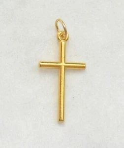 Cross 25mm Metal Gold Tone Pendant, Made in Italy - Picture 1 of 2