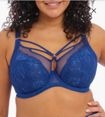 Elomi Brianna UW Strappy Plunge Bra EL8080 Lapis Blue UK Sizes F-K NWT $69 - Image 1 of 4