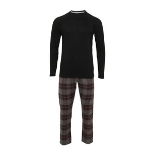 Prendas para el torso de manga larga y pantalones tejidos cepillados PJ ropa de salón cheque cálido regalo de Navidad - Imagen 1 de 5