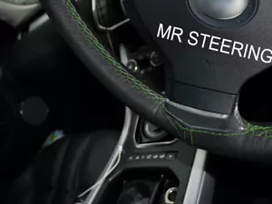 FOR MERCEDES 190 W201 1982-1993 LEATHER STEERING WHEEL COVER GREEN DOUBLE STITCH - Picture 1 of 3