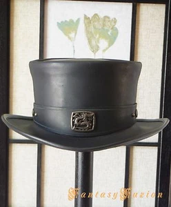 Steampunk Hat Victorian Classy Asian Dragon Leather Top Hat - Bild 1 von 2