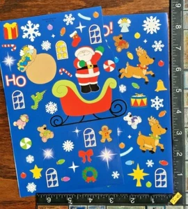 WEIHNACHTEN WEIHNACHTSMANN, SPIELZEUG, SCHNEE AUFKLEBER, 2 SCHÖNE BLÄTTER AUFKLEBER - #AMEN7 - Bild 1 von 3