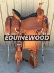 WESTERN LEATHER HORSE BARREL RACING ROPING RANCH SADDLE FULL TACK SET ALL SIZE. - Picture 1 of 4