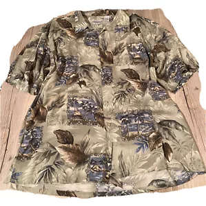 Windham Pointe Herren Hemd mit Knöpfen Palmen Tiki 100% Viskose L - Bild 1 von 8
