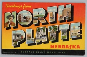 Greetings From North Platte Nebraska Large Letter Curt Teich Linen Postcard 1941 - Picture 1 of 2