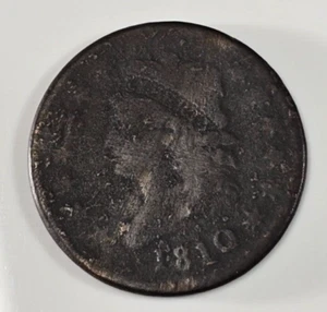 Raw 1810 Classic Head 1C Uncertified Ungraded Early US Copper Large Cent Coin - Picture 1 of 2