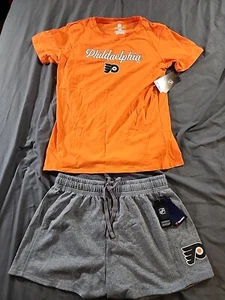 NWT Philadelphia Flyers NHL Fanatics Short Sleeve Shorts Pajama Set Women's Lg - Picture 1 of 8
