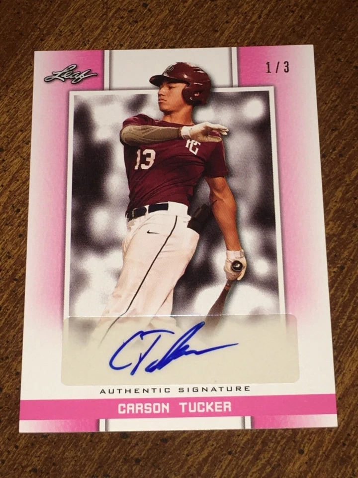 CARSON TUCKER 2019 Leaf Perfect Game Showcase Autograph #1/3 INDIANS 1st Rd - Image 1 of 4