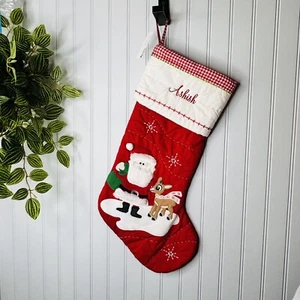 Pottery Barn Kids ASHISH Christmas Stocking SANTA Rudolph The Reindeer NWOT - Picture 1 of 7