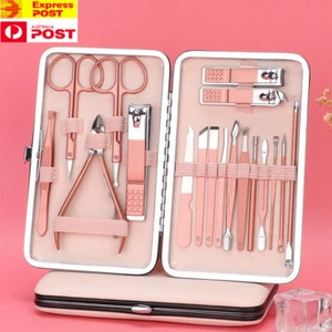 18PCS Manicure Pedicure Set Stainless Steel Nail Clipper Kit Grooming Tool Case - Picture 1 of 10