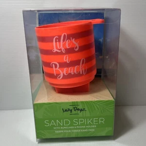 Beach Sand Spiker Cup Phone Sunglasses Holder By Lazy Dayz Orange - Foto 1 di 10