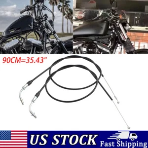 2pcs Black 35" Steel Throttle Cable Line Wire For Harley Sportster XL883 XL1200 - Picture 1 of 13