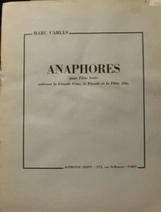 Flauto da solo: Anafori di Marc Carles nuovo prezzo editore 15,40€ articolo 7T - Foto 1 di 4