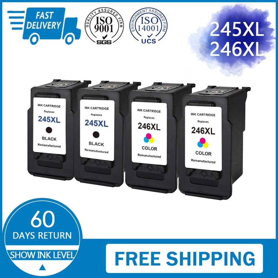 PG-245 XL & CL-246 XL Ink Cartridge For Canon PIXMA TS3120 TS3122 MG2522 MG2520， - Image 1 of 4