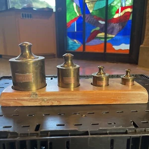 Tobacco Copper Canisters With Wooden Holding Tray - Picture 1 of 15