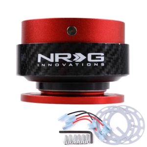 Red NRG Carbon Fiber Quick Release Hub Snap of Steering Wheel Boss Kit - Picture 1 of 5