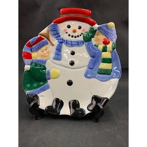 Pfaltzgraff Holiday Plate Snowman with Children - Picture 1 of 5