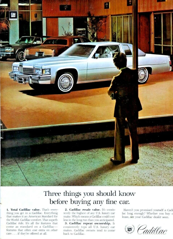 Cadillac 1978 cupé Deville plateado vintage sala de exposición anuncio impreso original 8,5 x 11" Foto 1 de 4