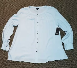 A.N.A Damen Knopfleiste Bluse Oberteil Langarm hellblau Größe M 44,00 $ B024 - Bild 1 von 12