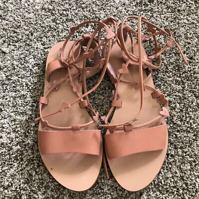 Sandalia envolvente al tobillo Loeffler Randall Heartla rosa cuero corazón talla 7 Foto 1 de 4