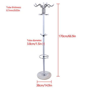 Metall Garderobe Baumständer Kleidung Hut Tasche Aufhänger Schirmhalter Haus 16 Haken - Bild 1 von 10