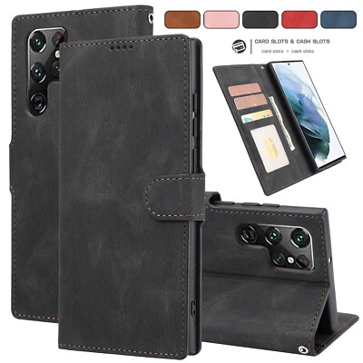 Leather Wallet Card Stand Case For Samsung S24 Ultra S23 Plus S20 FE Note10 - Image 1 of 4