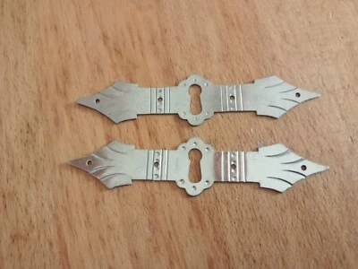 2 Entrée De Serrure Ancienne En Laiton Chrome art deco - Photo 1/2