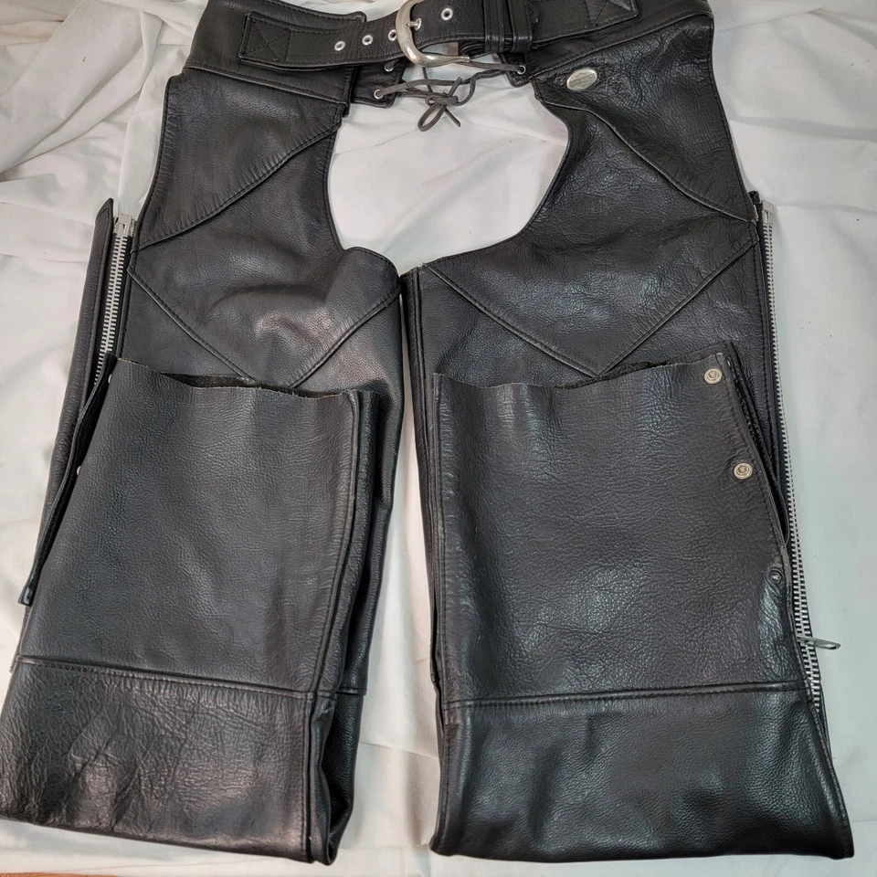 Chapas de cuero para mujer Harley Davidson negras talla SM motociclista motocicleta Foto 1 de 4