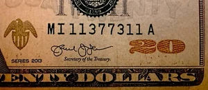Fancy Serial Number Palindrome 11377311 Rare 2013 $20 Bill *Circulated* - Picture 1 of 5