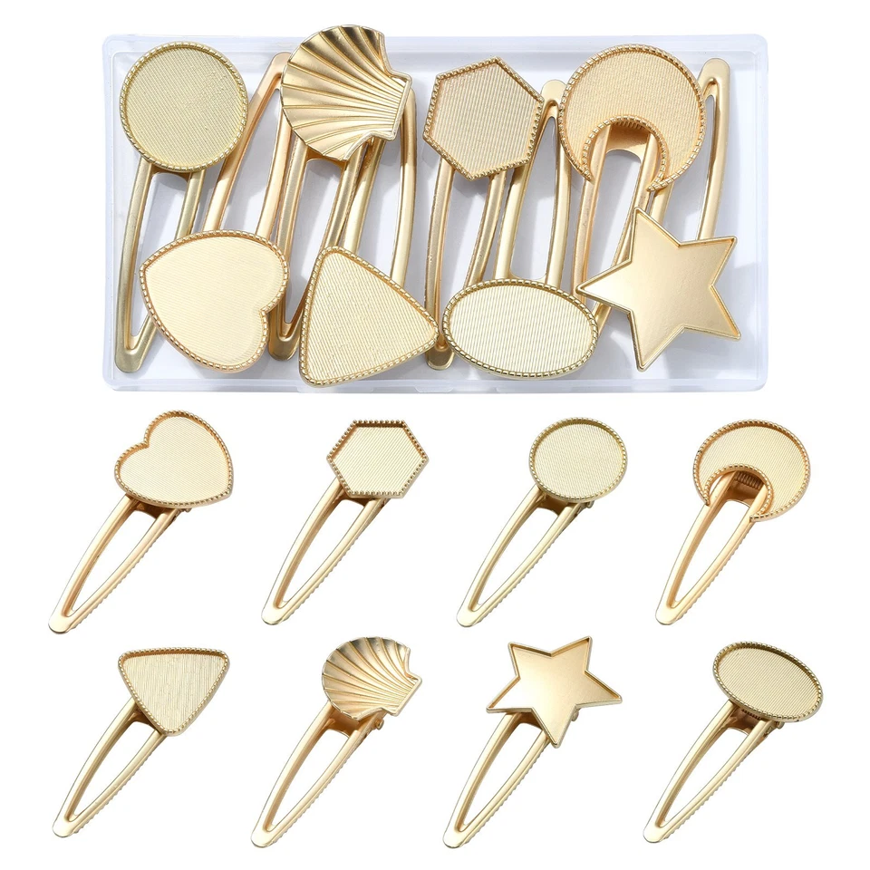 8x Alloy Alligator Heart Star Hair Clip Finding for DIY Hair Accessories Making - Image 1 of 4