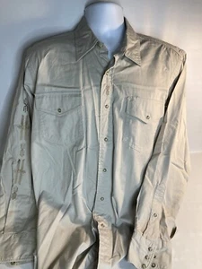 Mwg apparel mens tan western Vintage pearl snap long sleeve shirt large - Picture 1 of 7