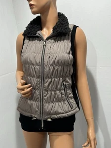 Calvin Klein Rüschen Weste Damen Large Gold Schwarz Performance Mixed Media Full Zip - Bild 1 von 12