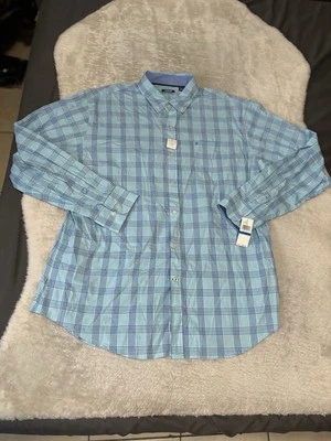 New Izod Blue Bachelor Button Down Plaid Shirt Size XL NWT - Image 1 of 4