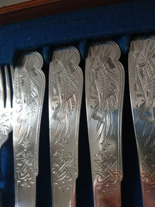 Unusual Antique Successionist Design Fish Cutlery Set Quality Silver Plate 6 Prs - Picture 1 of 5