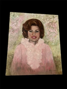 Pintura al óleo firmada original de colección, dama glamorosa de la sociedad, lienzo estirado MCM - Imagen 1 de 10